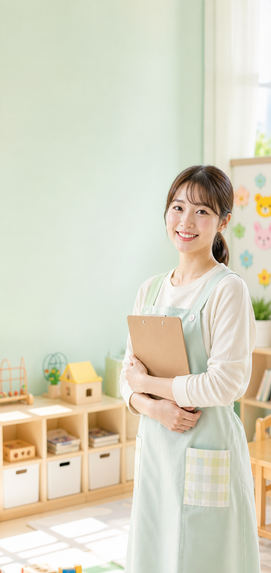 保育園で笑顔で働く保育士